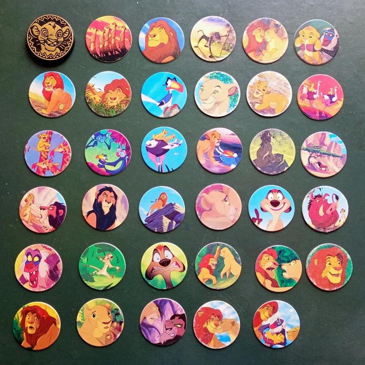 Lot flippos / caps Panini – Le Roi Lion (années 90, vintage), Verzamelen, Flippo's, Losse flippo's, Ophalen of Verzenden