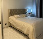 beige fluwelen bed te koop, Huis en Inrichting, Slaapkamer | Boxsprings, Ophalen, Gebruikt, Beige, Tweepersoons