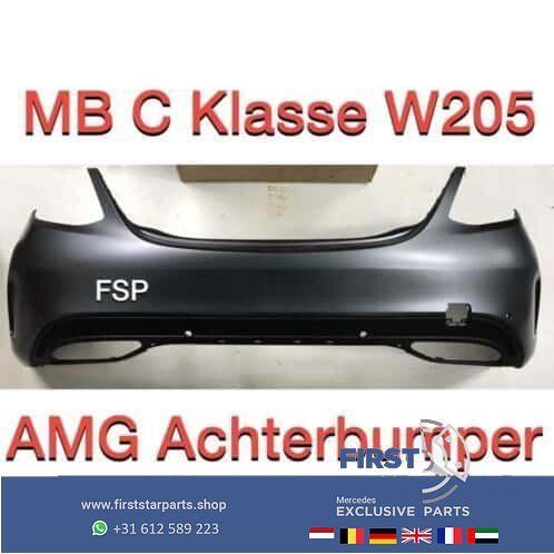W205 AMG Achterbumper Mercedes C Klasse 2014-2018 Sedan C63, Auto-onderdelen, Carrosserie, Bumper, Achter, Gebruikt, Ophalen of Verzenden