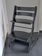 Stokke Tripp Trapp kinderstoel NIEUW MODEL in zwart satin, Ophalen, Gebruikt, Meegroeistoel, Aanschuifbaar