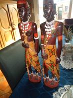 Koppel grote houten Masai beelden, Antiek en Kunst, Ophalen of Verzenden