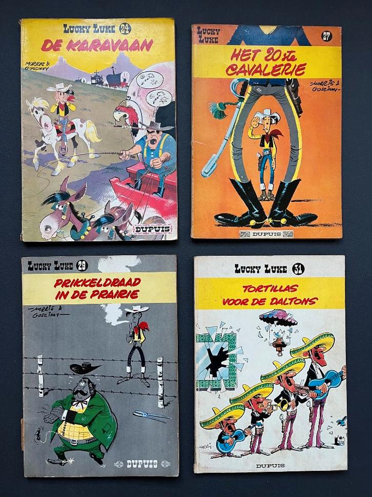 4 x LUCKY LUKE - stripverhalen ( EERSTE DRUK jaren '60 ), Boeken, Stripverhalen, Zo goed als nieuw, Ophalen