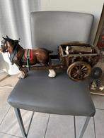 Vintage paard  met kar  en hout, Ophalen
