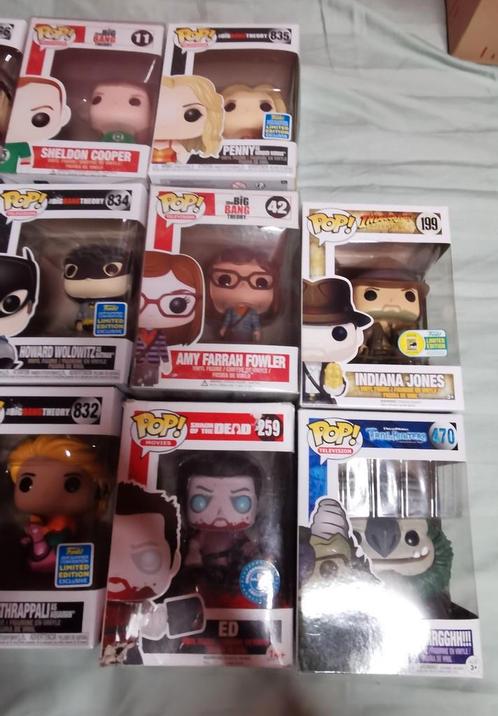 14 FunkoPops: Big Bang Theory, Indiana Jones,...(zeldzaam), Verzamelen, Poppetjes en Figuurtjes, Nieuw, Ophalen of Verzenden