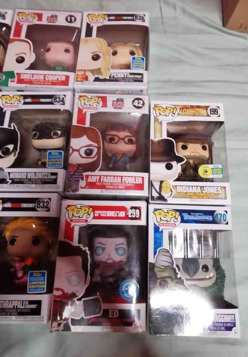 14 FunkoPops : Big Bang Theory, Indiana Jones,... (rare), Collections, Jouets miniatures, Neuf, Enlèvement ou Envoi