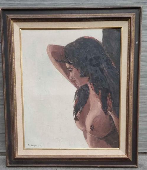huile sur toile signe pol magis, Antiek en Kunst, Kunst | Schilderijen | Klassiek, Ophalen of Verzenden