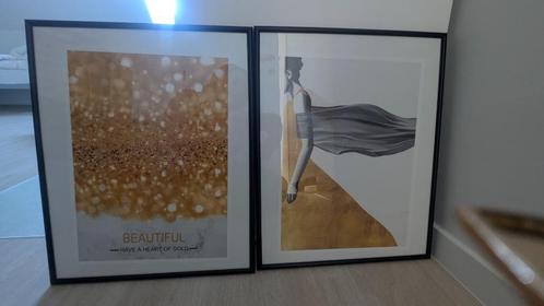 2 bij elkaar passende kaders met gouden doek, Antiek en Kunst, Curiosa en Brocante, Ophalen of Verzenden