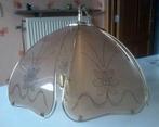 Hanglamp verguld met fumé glas, Ophalen, Gebruikt, Glas, 50 tot 75 cm