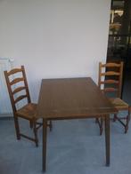 Tafel met 4 houten stevige stoelen, 50 tot 100 cm, 100 tot 150 cm, Gebruikt, Rechthoekig