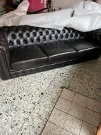 Chesterfield look echt lederen zetel 3zit, Huis en Inrichting, Ophalen, Zo goed als nieuw