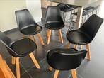 5 mooie, zwarte eetkamerstoelen, Ophalen, Zo goed als nieuw