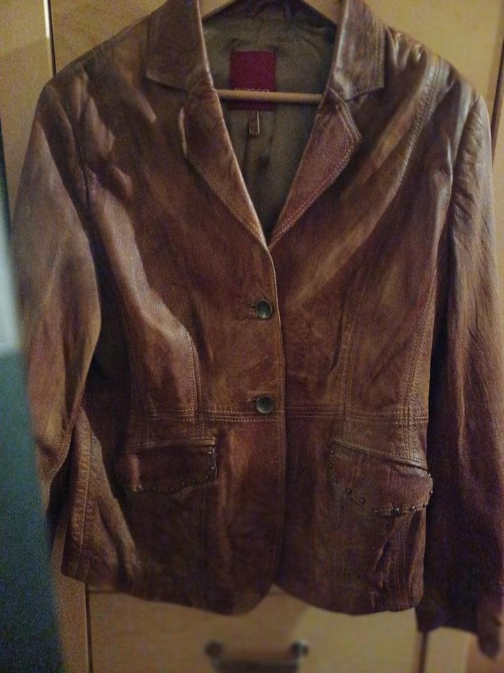 mooie camel/cognackleurige lederen jas, Kleding | Dames, Jassen | Winter, Zo goed als nieuw, Maat 42/44 (L), Bruin, Ophalen