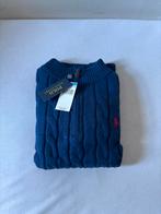 Pull cable knit torsadé zip bleu marine rouge Ralph Lauren, Enlèvement ou Envoi, Neuf, Taille 52/54 (L), Bleu