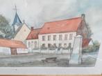Volkegem pastorie,dorpsplein, Antiek en Kunst, Kunst | Tekeningen en Fotografie, Ophalen