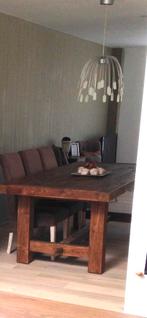 Grote ettafel met 8 stielen massief teak, Ophalen, Zo goed als nieuw