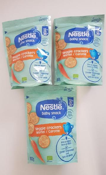 3x 100g Nestlé baby snack veggie crackers wortel 12-36m