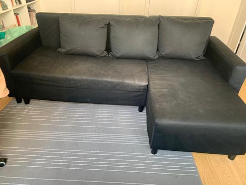 Slaapbank, Huis en Inrichting, Slaapkamer | Slaapbanken, Gebruikt, 90 cm, 200 cm, Tweepersoons, Zwart, Ophalen