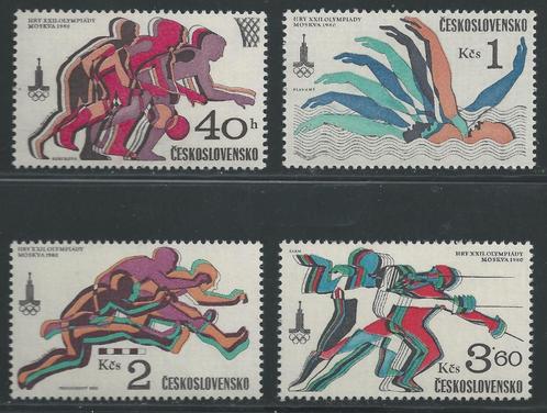 Tchécosl Jeux Olympiques Moscou 1980 Neufs** 2371-2374, Postzegels en Munten, Postzegels | Thematische zegels, Postfris, Sport
