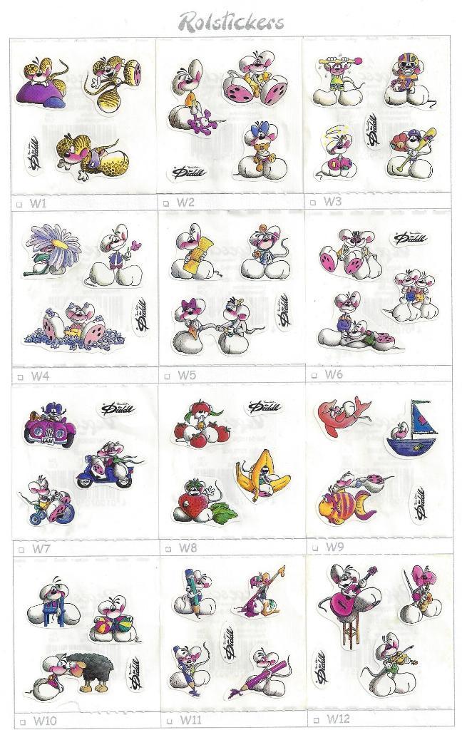 Diddl rolstickers W-reeks compleet, Collections, Diddl, Comme neuf, Papier, Carte ou Papeterie, Diddl, Enlèvement ou Envoi