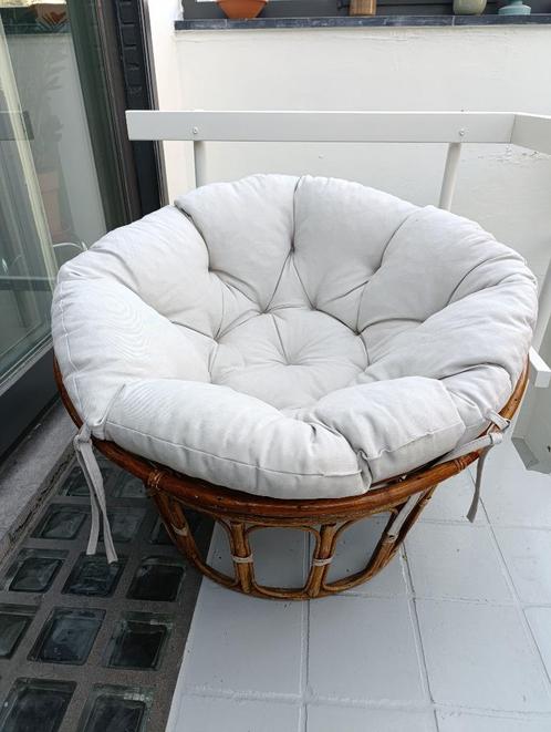 Papasan en rotin - salon 2 pièces, Huis en Inrichting, Fauteuils, Gebruikt, Hout, 75 tot 100 cm, 75 tot 100 cm, Ophalen