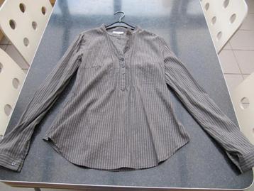 hemd, blouse, bloes Yessica 38 grijs gestreept , nieuw