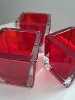 Tafellicht Cube Rood, 3 stuks, Enlèvement ou Envoi, Comme neuf, Autres matériaux, Chandelier
