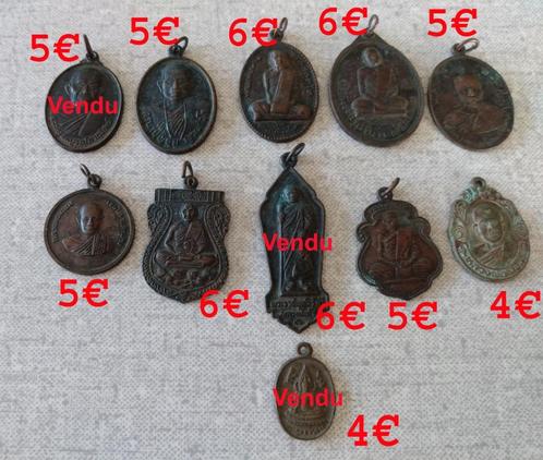 Lot très Rare Thaï Pendentif Bonze-Monk-Bouddha, Thaïlande, Bijoux, Sacs & Beauté, Bijoux anciens, Pendentif, Bronze, Enlèvement ou Envoi