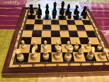 Schaakspel met schaakstukken en back gammon
