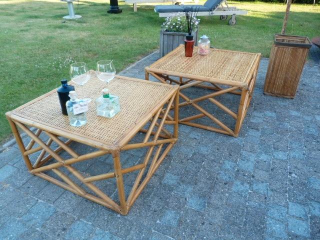 Vintage bamboo / rotan salontafels, Maison & Meubles, Tables | Tables d'appoint, Utilisé, Enlèvement