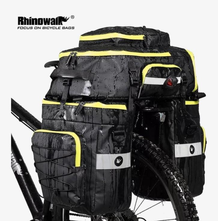 3 delige fietstas 65L met rugzak en regenhoes, Fietsen en Brommers, Fietsaccessoires | Fietstassen, Ophalen of Verzenden