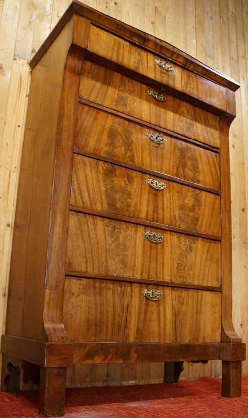 Antiek Dutch Strak mahoniehouten Chiffoniere Ladenkast 6laad, Huis en Inrichting, Kasten | Ladekasten, Gebruikt, 150 tot 200 cm