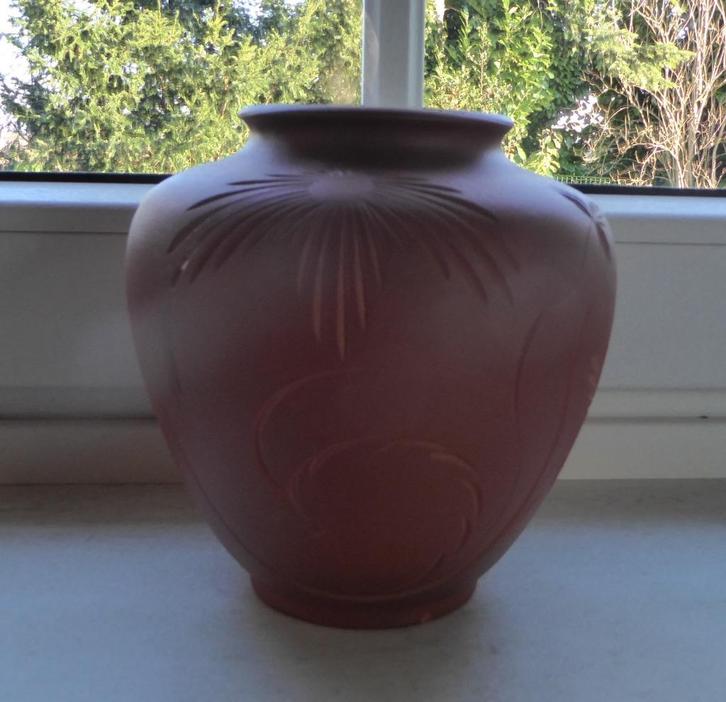 Potje terracottakleur " Handarbeit ", Tuin en Terras, Bloempotten, Gebruikt, Ophalen of Verzenden