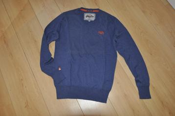 Superdry pull bleu col en v t.M homme/ XL femme, Enlèvement ou Envoi, Porté, Bleu, Taille 48/50 (M)