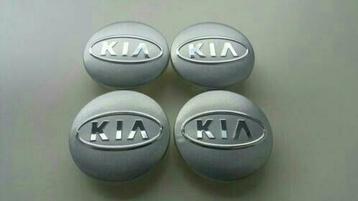 4x 58 mm 60 mm Kia naafdoppen/center caps zwart/zilver beschikbaar voor biedingen