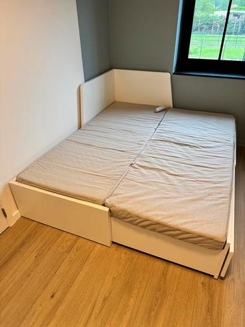 Ikea Flekke bedbank met 2x Vannareid pocketverenmatras beschikbaar voor biedingen