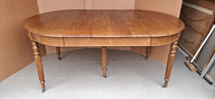 Antieke ovale mooie Louis-Philippe uittrekbare tafel in eik, Antiek en Kunst, Antiek | Meubels | Tafels, Ophalen