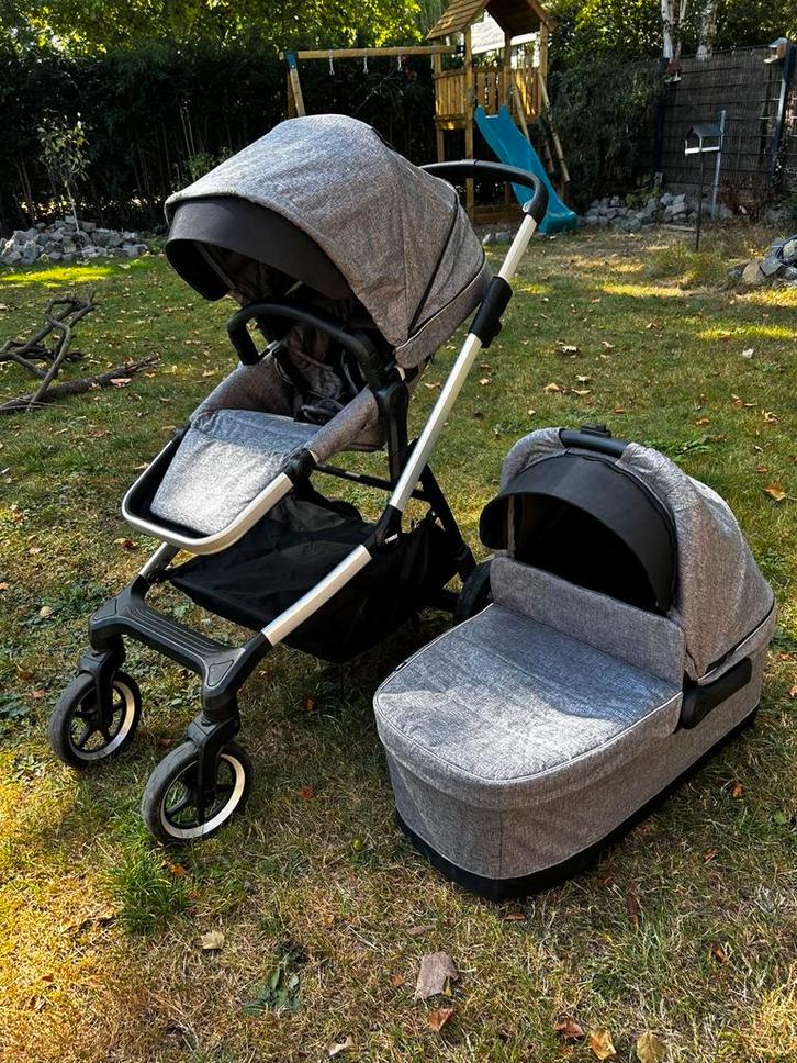 Thule sleek grey mélange dubbele buggy, Kinderen en Baby's, Kinderwagens en Combinaties, Zo goed als nieuw, Kinderwagen, Ophalen