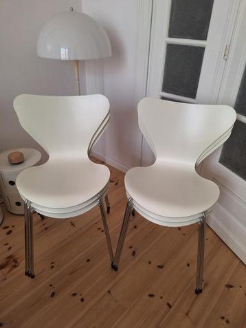 6 chaises papillon Arne Jacobsen pour Fritz Hansen blanches, Enlèvement ou Envoi