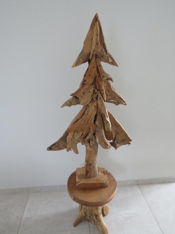 Exclusieve houten kerstboom met sokkel, voor decoratie., Diversen, Kerst, Zo goed als nieuw, Ophalen