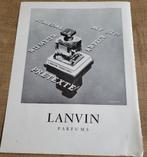 Oude reclameprent: Lanvin parfums (1952), Verzamelen, Ophalen of Verzenden, Gebruikt, Overige typen