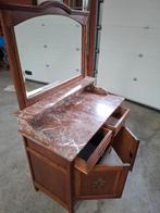 charmante antieke eiken commode met spiegel en marmeren blad, Antiek en Kunst, Ophalen