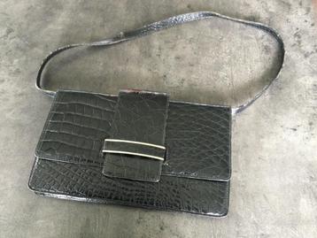 Croco handtas vintage zwart beschikbaar voor biedingen
