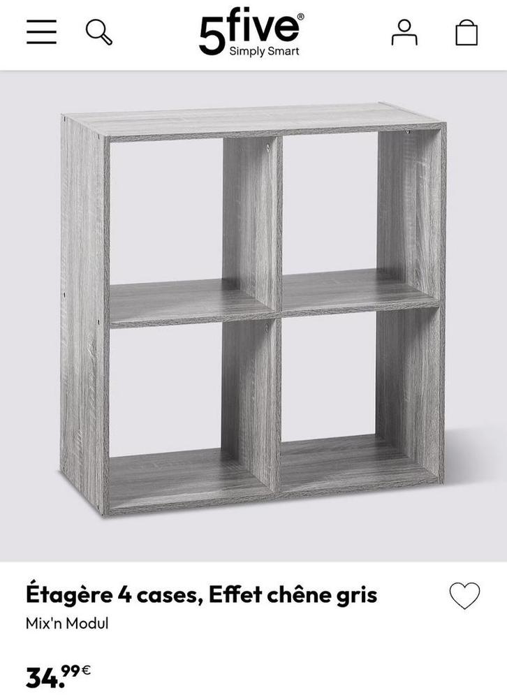 Étagère 4 cases rangements 5five mix n modul, Maison & Meubles, Accessoires pour la Maison | Étagères, Comme neuf, Enlèvement