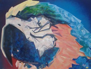 peinture à l'huile pop art perroquet ara (60x80cm), Enlèvement ou Envoi