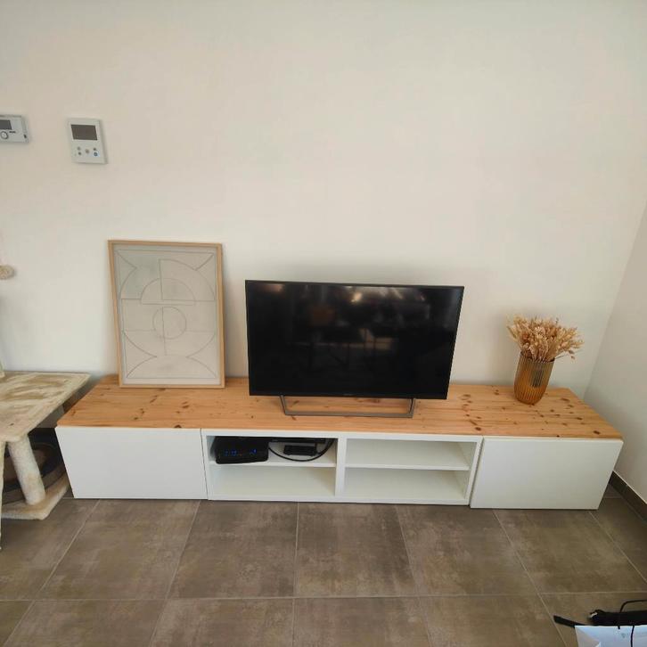Meuble besta ikea blanc, Huis en Inrichting, Kasten |Televisiemeubels, Gebruikt, Minder dan 100 cm, 200 cm of meer, 25 tot 50 cm
