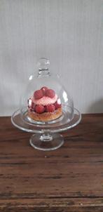 Etagere in glas met stolpje en kaarsentaartje, Ophalen of Verzenden, Zo goed als nieuw