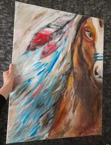 Acryl op doek schilderij canvas paard 60x80cm