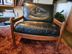 vintage  1 & " zit Durlet lederen zetels, Huis en Inrichting, Fauteuils, Ophalen, Vintage leder, Gebruikt, Hout