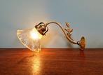 Paar Art Deco kandelaars van brons en gegroefd glas, Antiek en Kunst, Ophalen of Verzenden