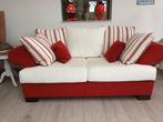 Topper: prachtige canape of 2zit zetel rood/wit incl kussens, Maison & Meubles, Enlèvement